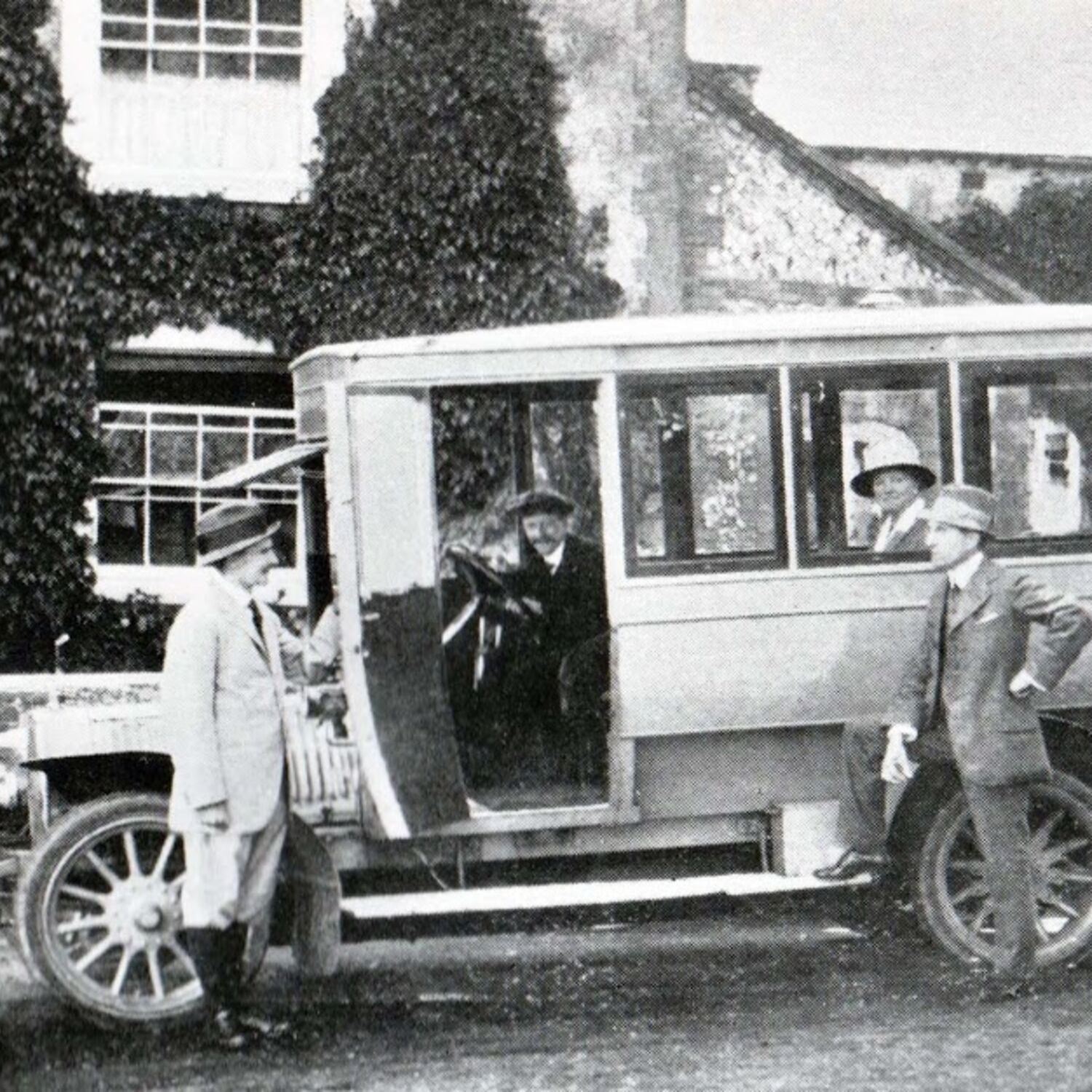 #caption-338 The Club Bus in 1913. On the left is Major E.B. Hales, Secretary, right is S.W. Nodes, Club Captain