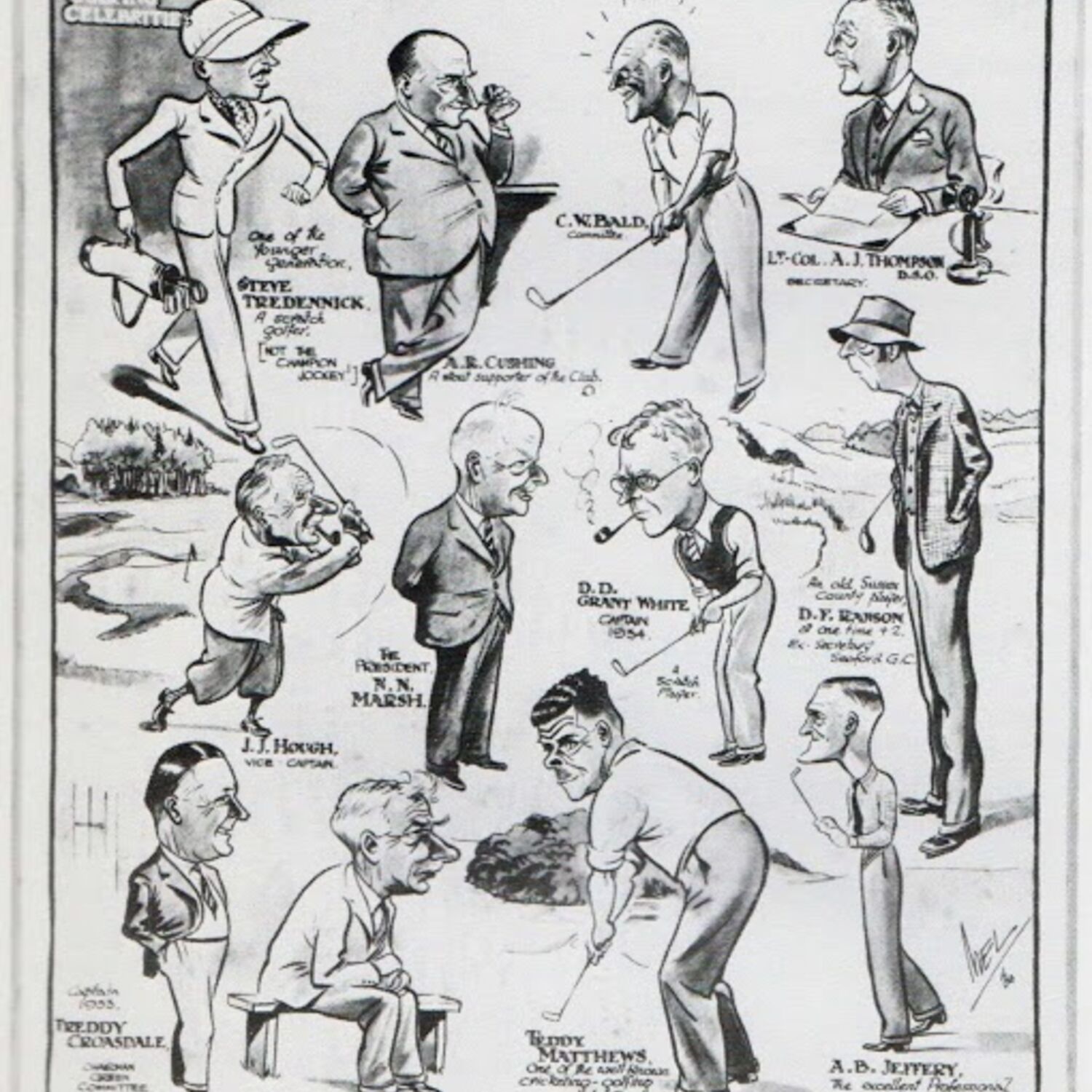 #caption-366 The Tatler in 1934 featured many characters of Worthing Golf Club with this cartoon by Mel