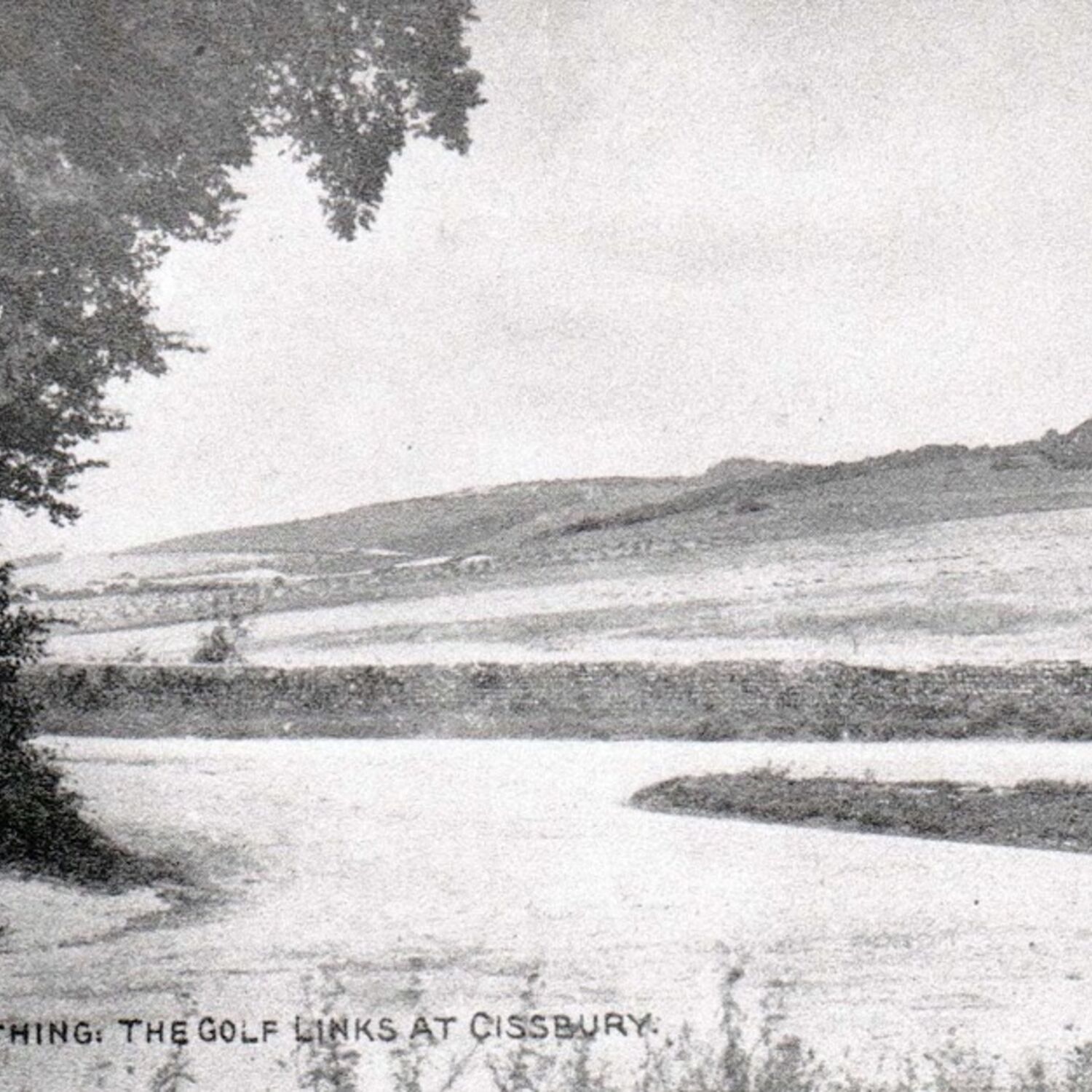 #caption-380 Old postcard titled Worthing. The Golf Links at Cissbury. c1905.